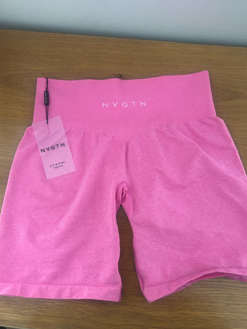 NVGTN Women's High-Rise Hot Pink Bike Shorts - Picture 2 of 3